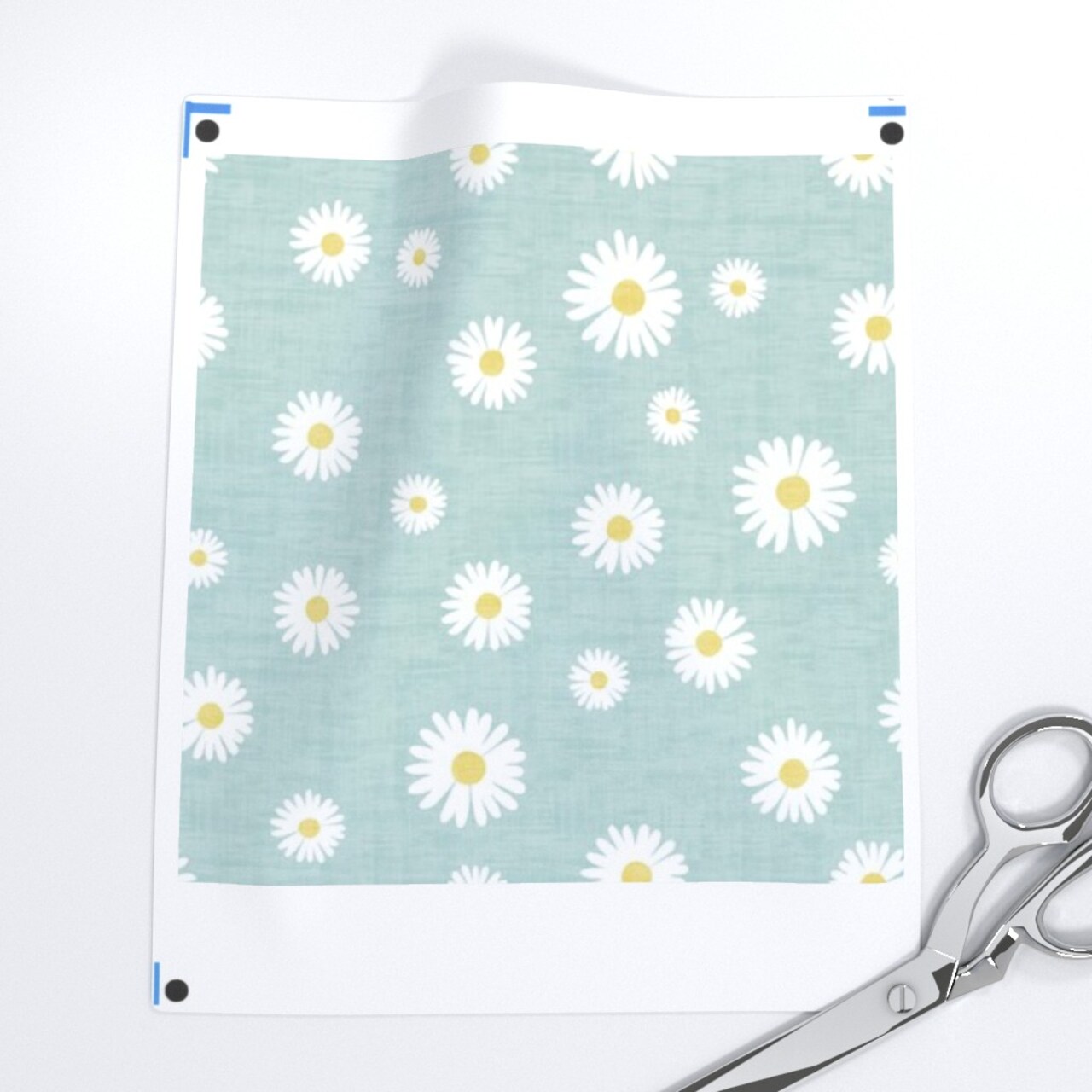 Spring Daisy Dainty Floral Baby Girl Modern Mint Botanical Garden Bloom Meadow Wildflower Custom Printed Fabric by Spoonflower Various Fabrics by the Yard or Fat Quarter